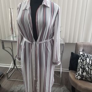 Plus Size Pinstripe Duster